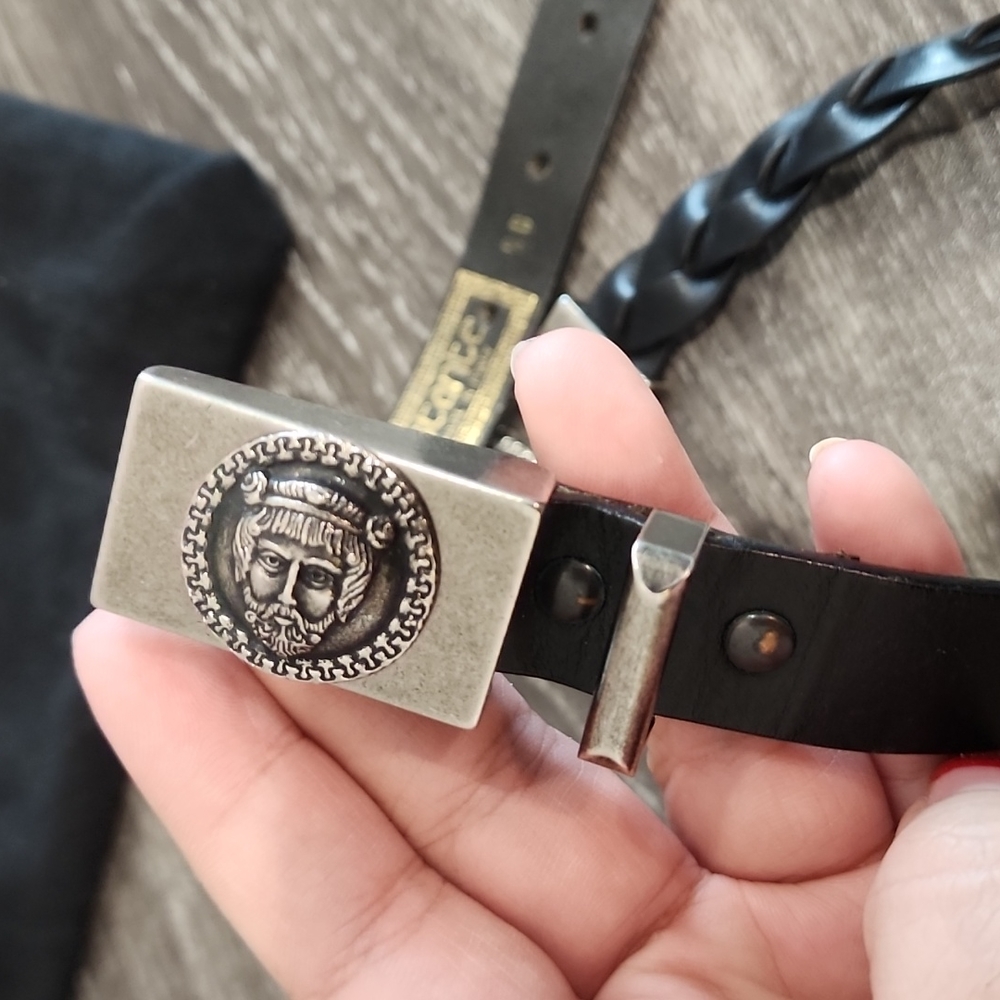 Rare Vintage Istante Versus Versace Medallion Braided Leather Belt - Picture 7 of 8